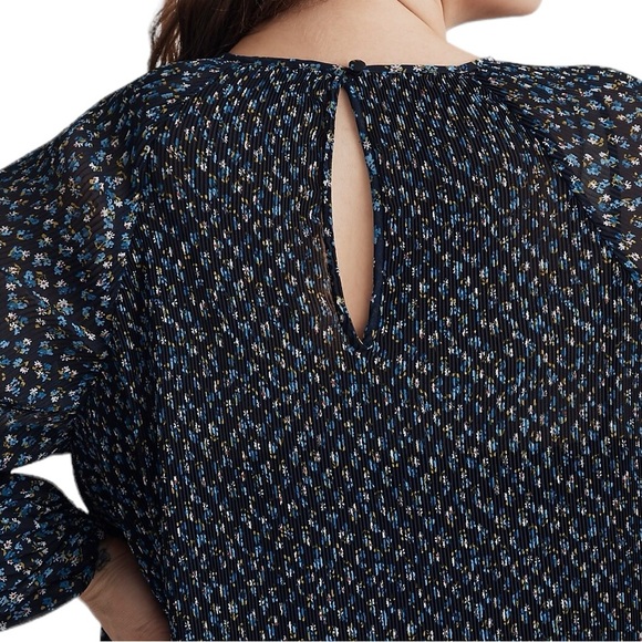 Madewell Crinkle Pleated Georgette Mini Dress in Blue Ditsy Floral - Picture 5 of 13